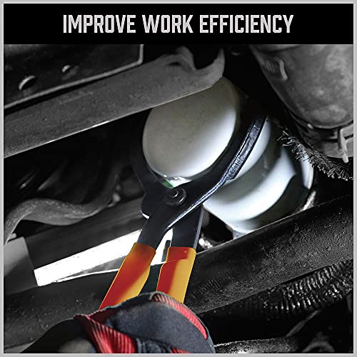 Image of HORUSDY 12 inch Adjustable Oil Filter Pliers, Adjustable Oil Filter Wrench Removal Tool (Orange)