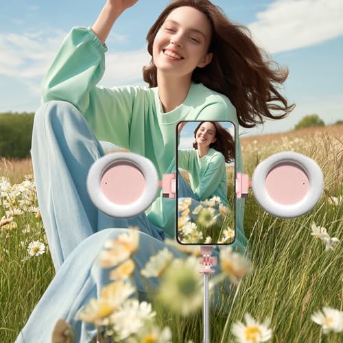 Trípode para selfies extensible de 67 pulgadas con doble luz de relleno y control remoto 2