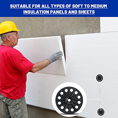 Polypropylene Washers 60 Mm For Fixing And Supporting Rigid Foam Insulation Panels And Sheets Load Spreading Plastic Washers Flat Washers For Screws And Nail, Black (200 Pcs) #TOP4