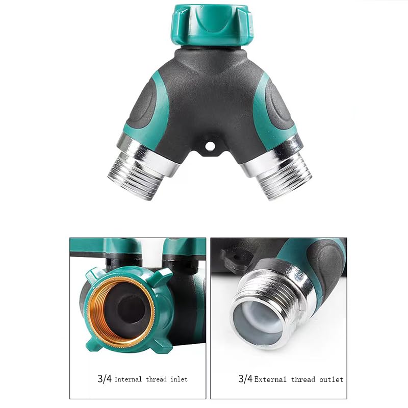 1 Piece Y Hose Splitter,2 Way Faucet Splitter 3/4 Garden Hose Splitter with 2 piece Nipple connector und 4 piece Gasket for Outdoor Gardening Hoses Y Hose Connector