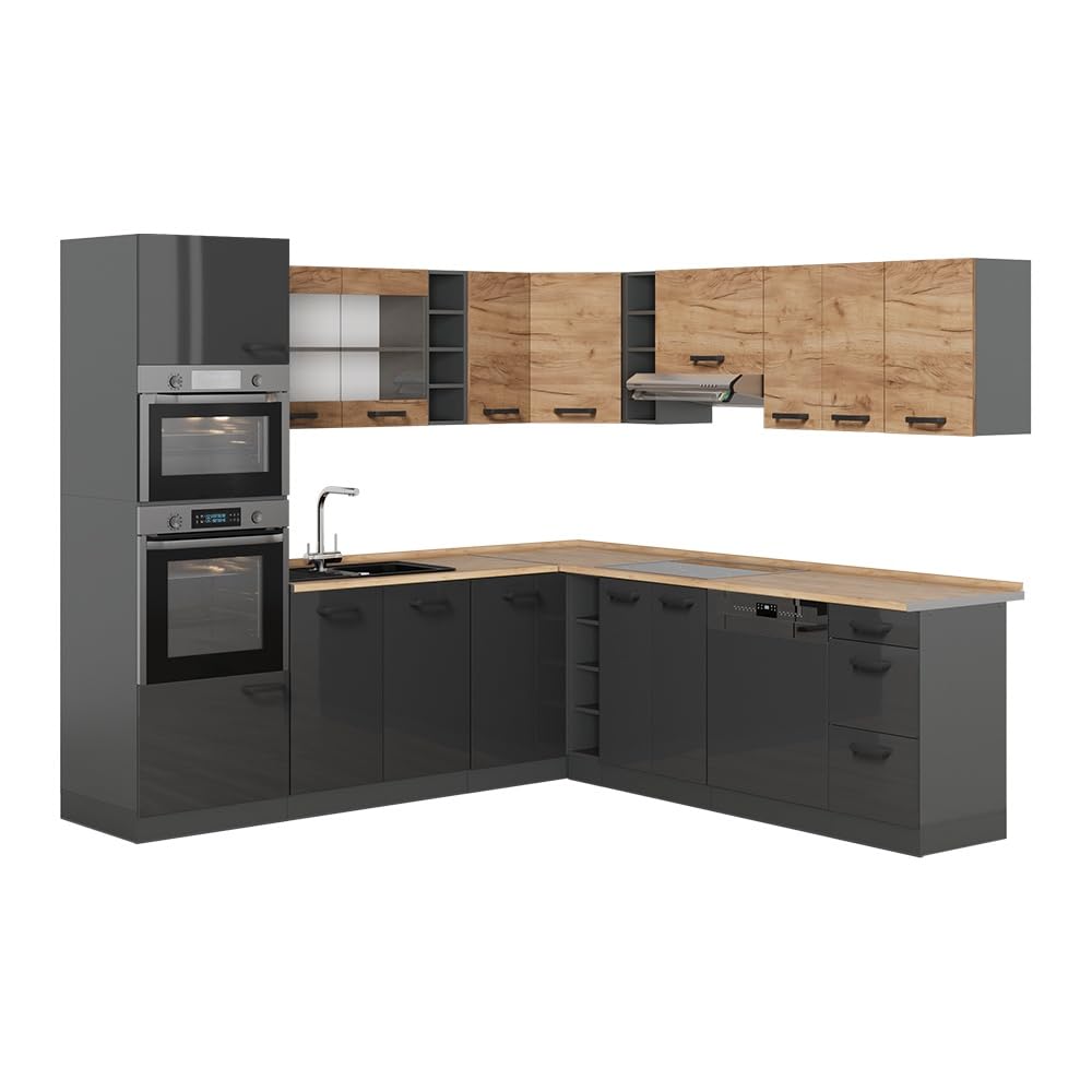 Vicco Kuchnia narożna R-Line Antracyt-dąb Goldkraft/Antracyt 247x237 cm