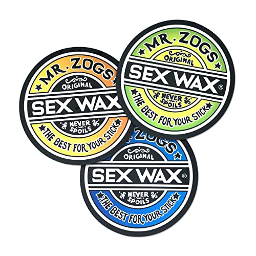 Sex Wax Circular Surfboard Decal 3 Pack Assorted Colors +1 Go Surf Sticker (3", Standard) #TOP2