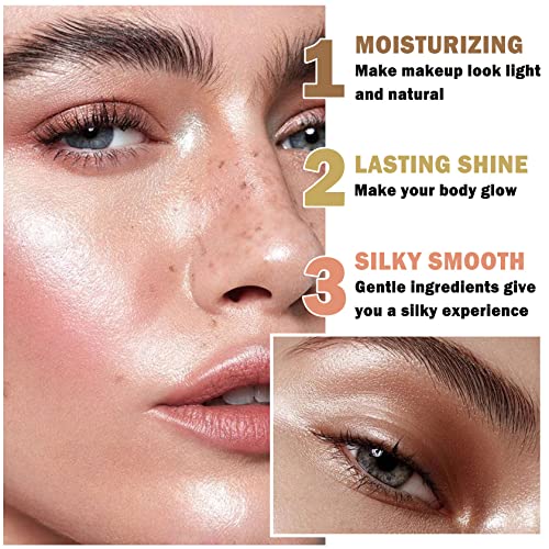 Body Shimmer Oil Liquid Highlighter Makeup,Body Glow Radiance All In One Makeup,Waterproof Shimmer Body Oil For Face & Body - Glistening Bronze #TOP4