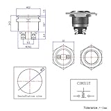 Ulincos® Momentary Push Button Switch U19A1 1NO SPST Black Metal Shell Suitable for 19mm 3/4" Mounting Hole - Image 5