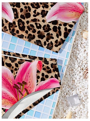 Girl's 2 Piece Bathing Suit High Waisted Floral Cheetah Swimsuit Wireless Retro Bikini Beachwear4