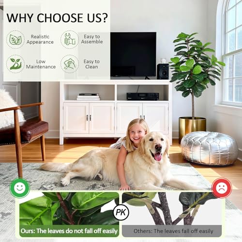 Image of 5FT Fiddle Leaf Fig Tree Artificial Plants Indoor - Realistic Fake Plant Ficus Lyrata Trees, Faux Trees Indoor Floor Plant with Sturdy Pot for Home Decor Living Room Office Housewarming Gift