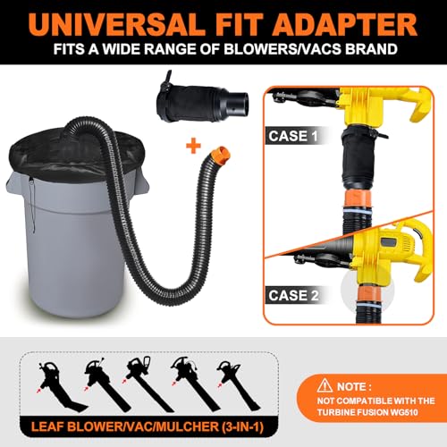 Houseluxe Leaf Collection System for All Major Leaf Vacuums/Blowers Leaf Collector with Universal Adaptor, 8FT Hose and Mesh Hood