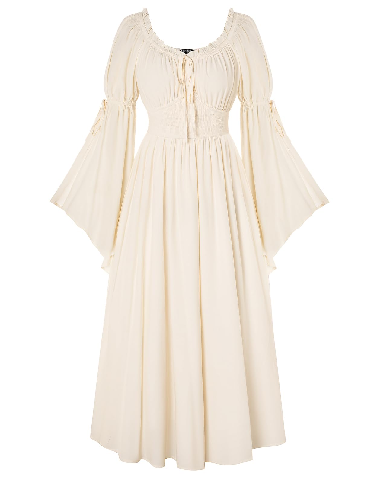 SCARLET DARKNESS Damen Renaissance Kleid Mittelalter Bauernkleid Schulterfrei Lange Glockenärmel Kleider