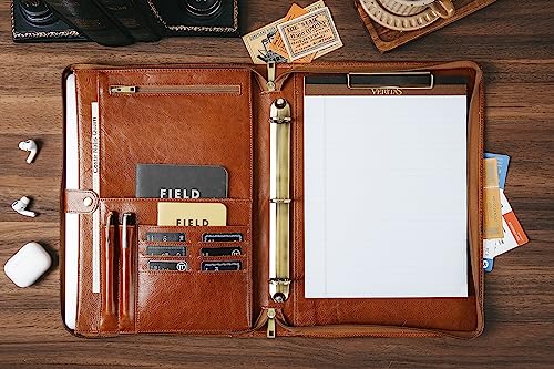 Personalized Padfolio for Men, 8.5 × 14” Legal Size Portfolio Organizer, Leather Binder 3 Ring, Leather Clipboard for Women, Leather Portfolio with Handle for 15-inch Laptop（Non-Custom, Oil-Brown) by YLYYHH - Image 6