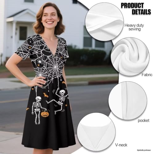 Image of Women's Summer Dresses Short Sleeve Formal Dresses with Pockets | Lightweight polyester fabric delivers cool airflow during hot summer outdoor activities