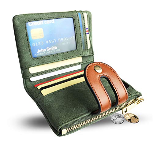YOTOO TOPKULL Womens Wallets Bifold Leather Small Wallets for Women Mini Rfid Thin Billfolds Ladies Wallets Slim Compact with Zipper Coin Pocket (green)4