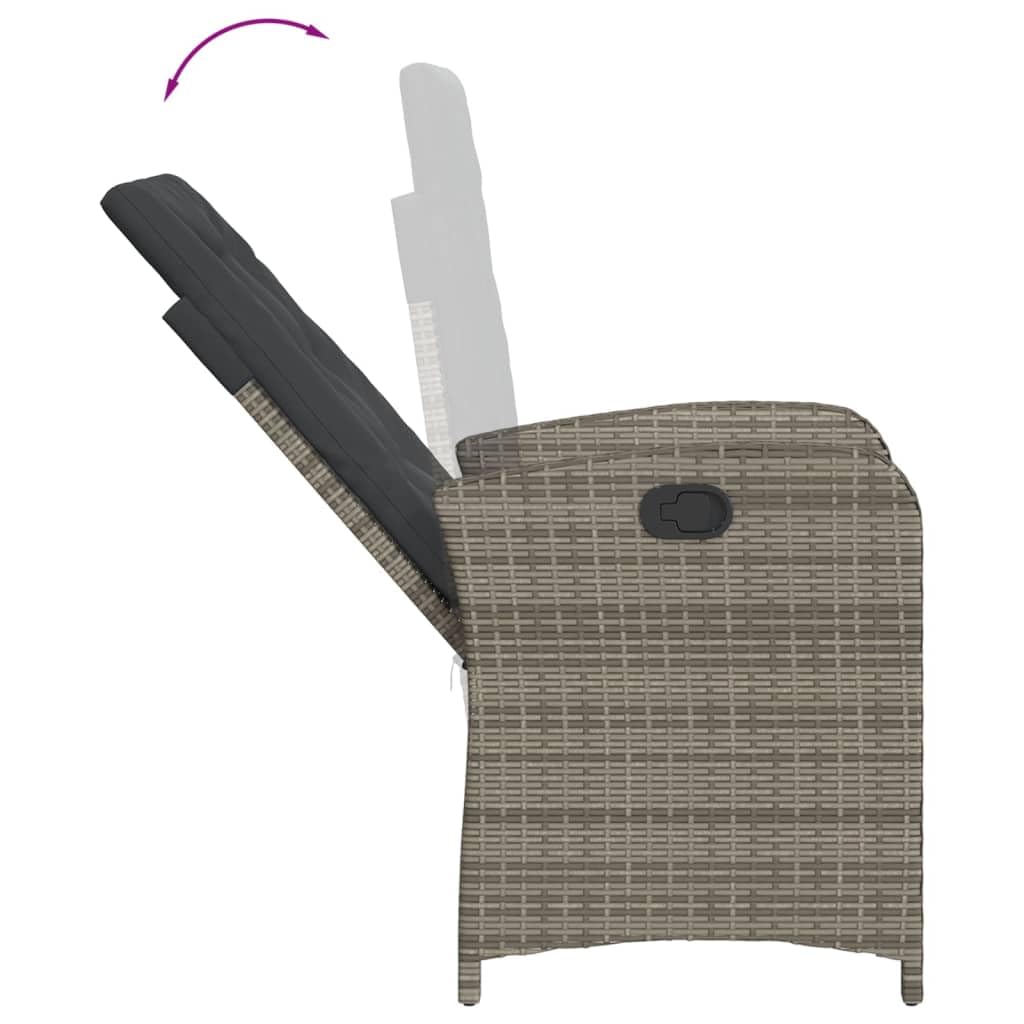 Poltrone reclinabile giardino e cuscini 2 pz rattan sintetico grigio sedie giardino esterno antiscivolo facile da montare mobili resistenti grigio