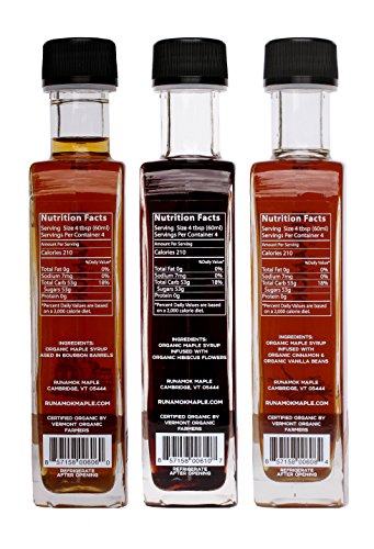 Runamok Maple Syrup Gift Box | Oprah's Favorite | Special Present For Holidays | Bourbon Barrel-Aged, Hibiscus Flower & Cinnamon+Vanilla Infused | 3 Bottles Of Real Maple Syrup | 8.45 Fl Oz (250Ml) #TOP4