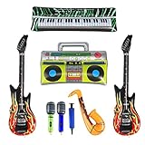 【Cerca al tamaño real】Micrófono: 24 cm; radio trompeta: 43 cm; órgano eléctrico: 60 x 20 cm; guitarra de llama: 90 cm; saxofón: 60 cm. Por favor, ventila estos pequeños instrumentos para eliminar los olores antes de su uso.