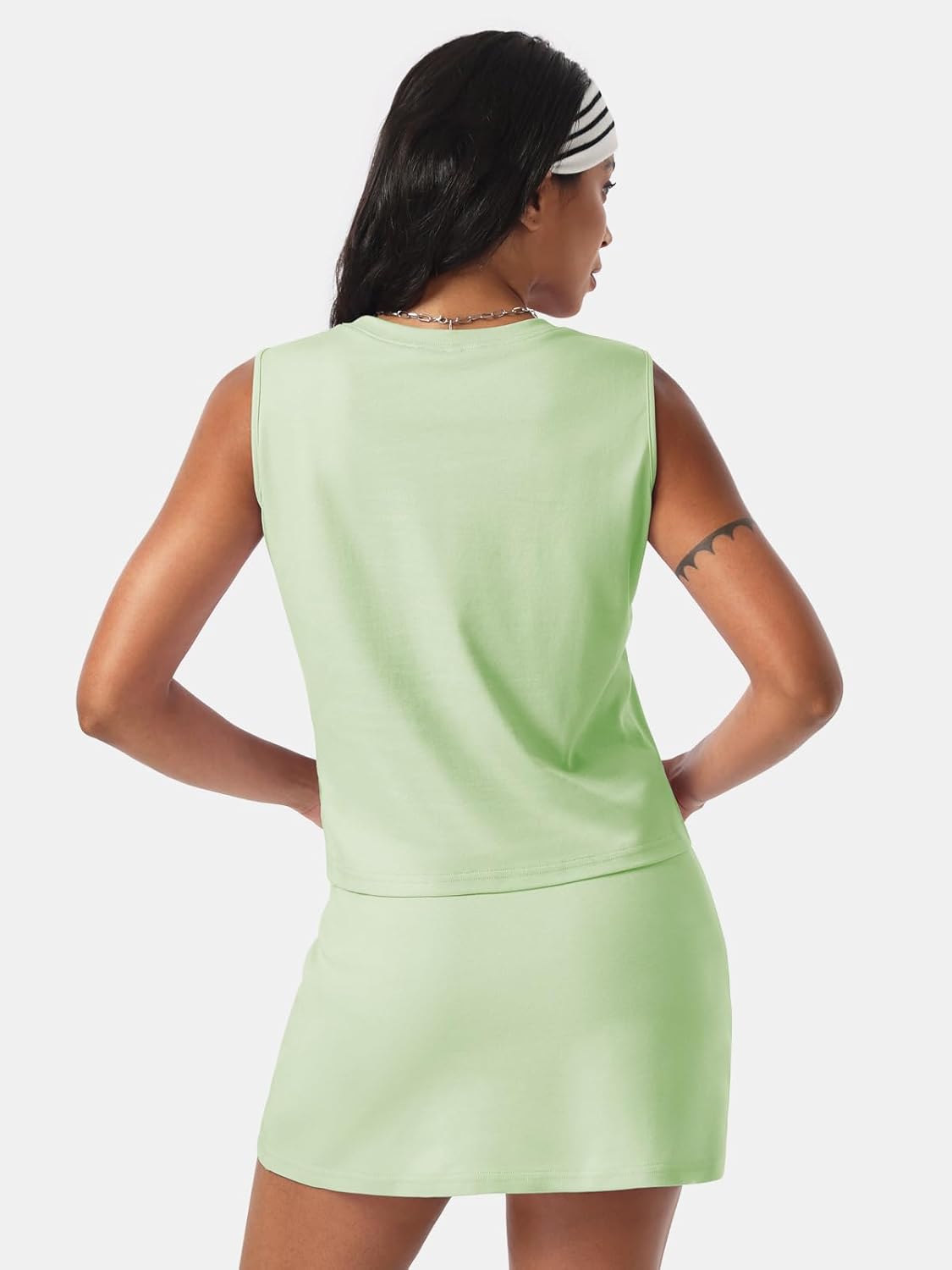 EXLURA Womens Summer 2 Piece Short Skirt Sets Sleeveless Top and Tennis Skorts Dressy Cotton Matching Sweatsuits Outfits 2026 - Image 6