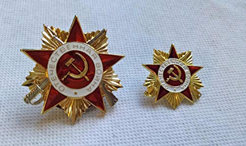2 Stück Große und kleine russisch-deutsche WWII Sowjetische Rote Stern Medaille Vergoldet Cover