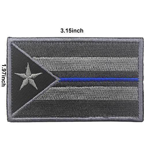 Puerto Rico Flag Police Thin Blue Line Embroidered Hook & Loop Patch Tactical Military Morale Emblem Patches Applique Badge 2Pcs #TOP1