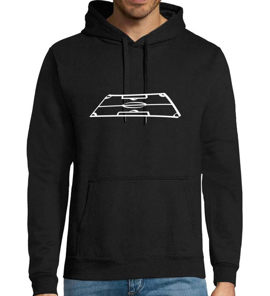 Piłka nożna 3D męska bluza z kapturem, czarny, 4XL