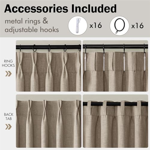 MIULEE Pinch Pleated Thick Linen Curtains 108 Inches 2 Panels Grey Beige by MIULEE - Used condition - Image 8
