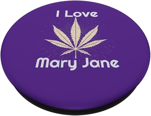 Miniatura 2 de Cabeza de calavera, hoja de marihuana - I Love Mary Jane PopSockets intercambiables PopGrip