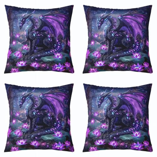 Housse de coussin dragon 3D mystérieux Homewish violet
