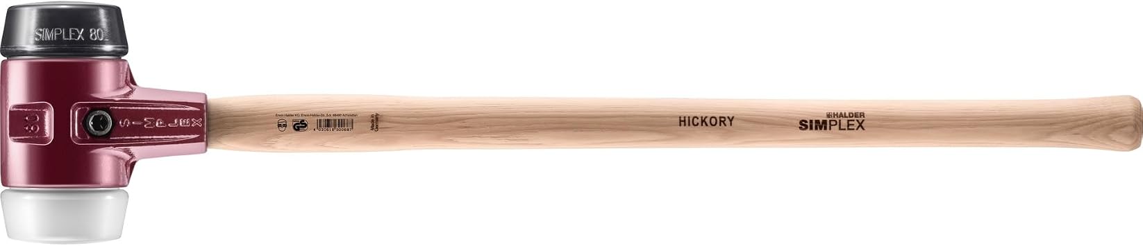 Halder 3027081 "Simplex" Sledge Hammer with Rubber/Superplastic Hickory Handle, Multi-Colour, 80 mm