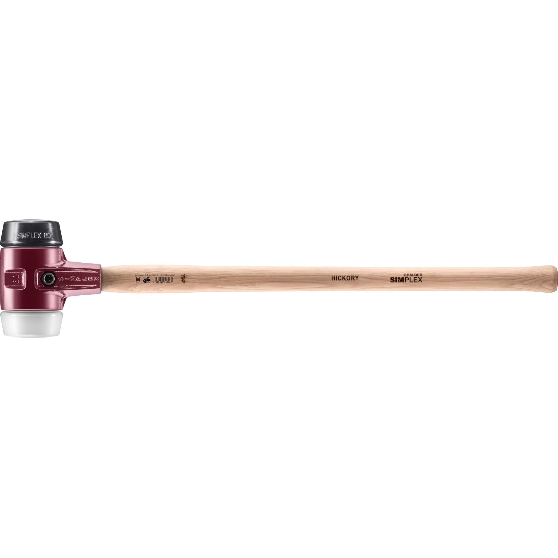 Halder 3027081 "Simplex" Sledge Hammer with Rubber/Superplastic Hickory Handle, Multi-Colour, 80 mm