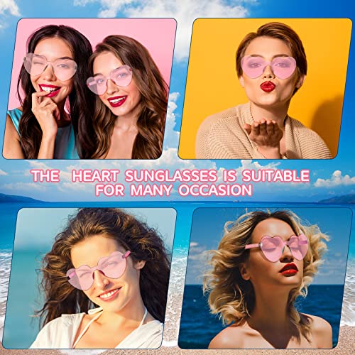 Flutesan 30 Pairs Heart Shaped Sunglasses 80S Rimless Sunglasses Candy Color Eyewear For Valentines Day Women Girl Men Favor (Pink) #TOP6
