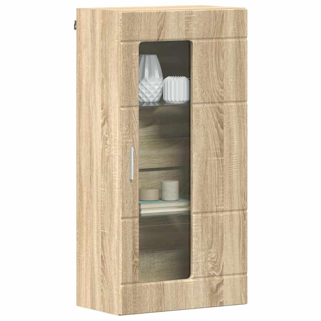 Armadio in legno di quercia Sonoma, con 1 anta e 2 ripiani, moderno spazio per soggiorno, ufficio, sala familiare, robusto spazio interno, finitura opaca