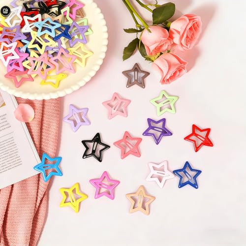 Set de 100 pinzas de cabello en forma de estrella coloridas miniatura 5