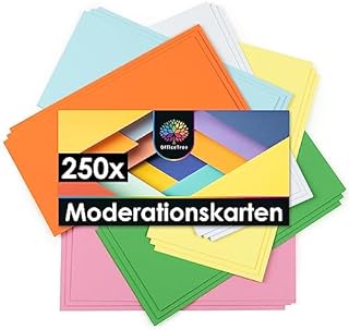 Officetree Kartki Do Umiarkowania Prostokątne 20 X 9,8 cm - 130 G/M2 250 Szt. 6 Kolorów - Niezbędne Do Profesjonalnej Prezentacji, Dyskusji, Moderacji - Zasoby Do Sal Lekcyjnych, Spotkań, Biura