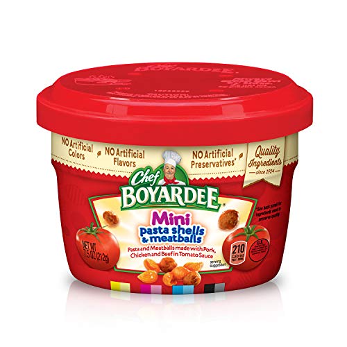 Chef Boyardee Mini Pasta Shells and Meatballs, Microwave Food, 7.5 OZ Microwaveable Bowl (12 Bowls)