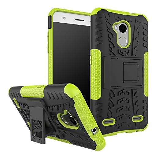 SsHhUu ZTE Blade V6 Plus skal, premium robust stötdämpning och stänk komplett skydd hybridväska med stativ telefonlåda för ZTE Blade V6 Plus (5,0 tum) grön