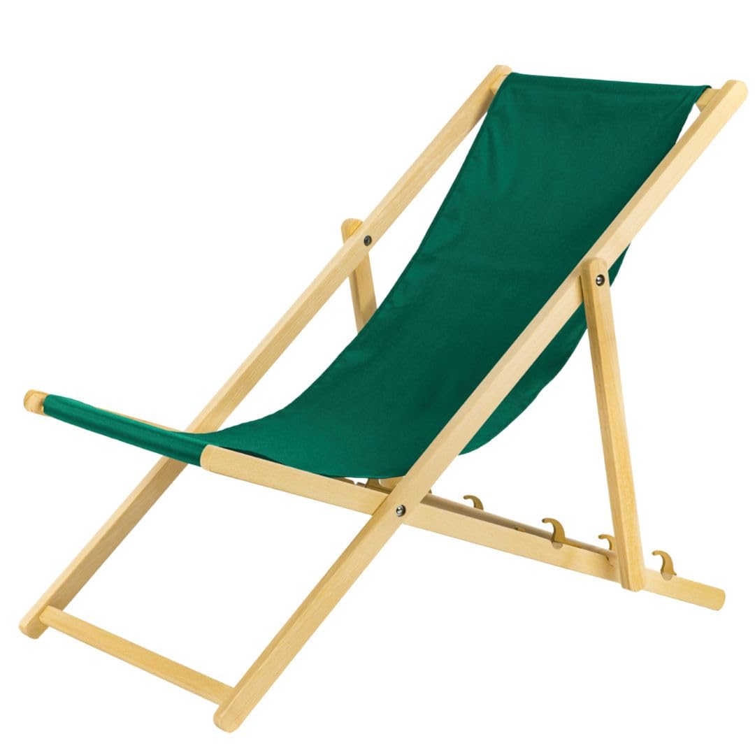 BAS Tumbona Plegable de Madera – Juego de 2 tumbonas Plegables Ligeras – Tumbona Plegable y Ajustable para jardín, Playa y balcón – Tumbona de jardín con Funda de Tela Transpirable – Tejido Mixto