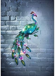 LED Automatic Solar Powered Peacock Wall Light Stunning Garden Decorative Lights