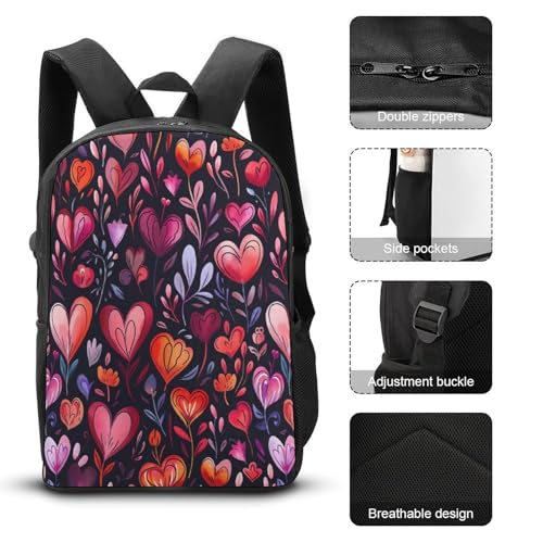 Sac à dos d'école à fleurs 17" pour les journées d'école et sorties - 4