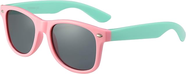 Komonee Kids Flexible Polarized Silicone Drifter Sunglasses Classic Style Retro Sun Shades Eye Glasses UV400 Protection Unisex For Boys and Girls Age 3-10
