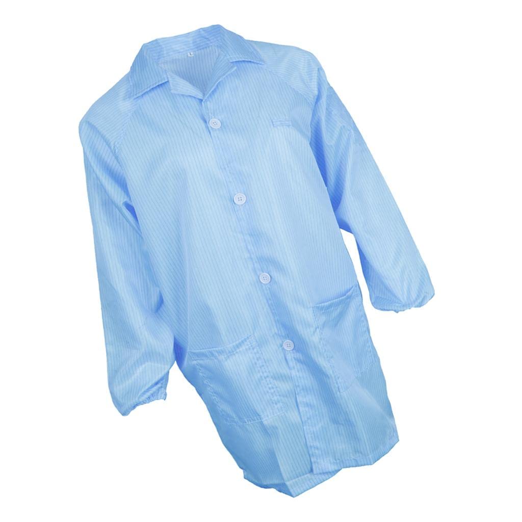 Unisex ESD antystatyczna kurtka laboratoryjna premium płaszcz odzież niebieska M