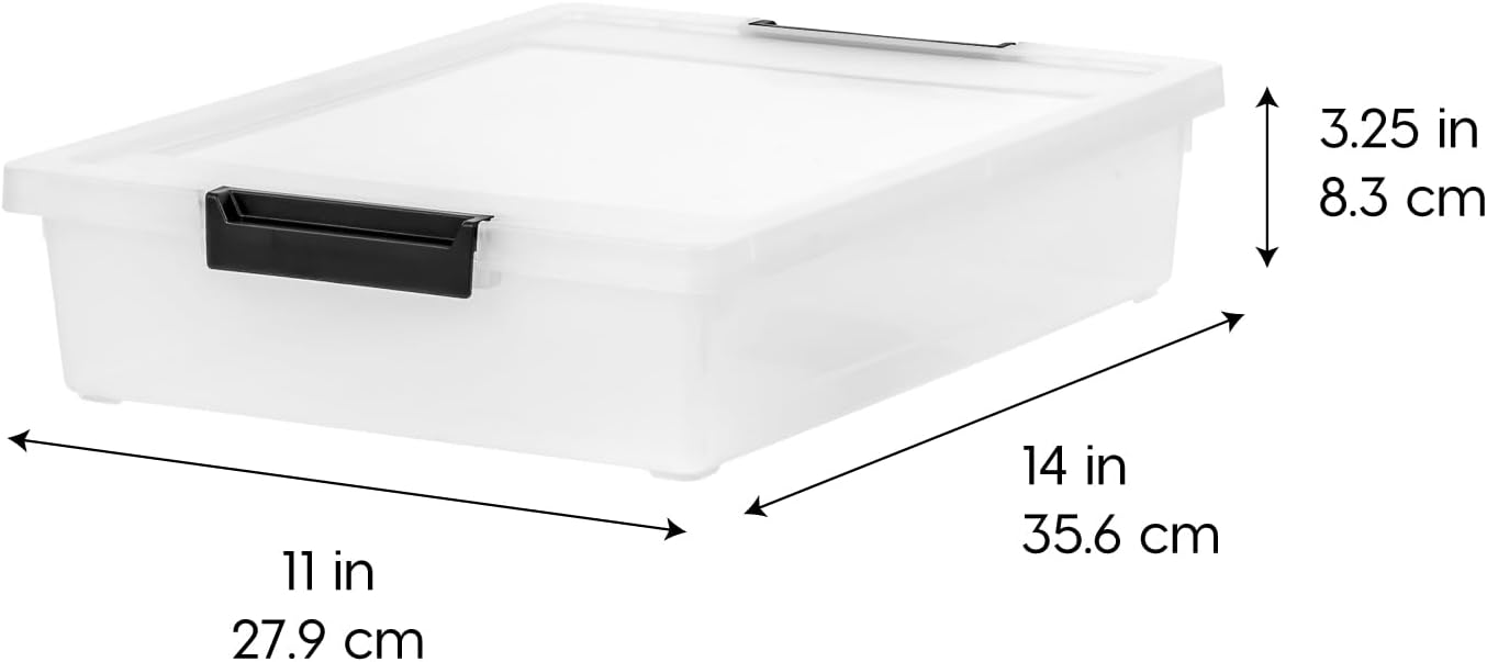 IRIS USA 4-Pack 6 Qt Storage Bins with Lids, Clear/Black