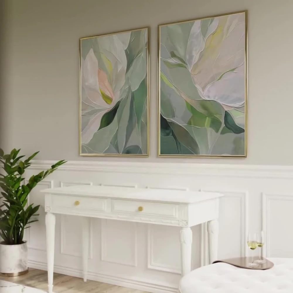 LTjiajuypd Abstract Floral Botanical Prints Poster Canvas Wall Art Neutral Colors Decor Print Petals(60x85cm-2Pcs)