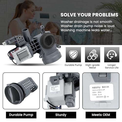 W10425238 WPW10605427 Washer Drain Pump Compatible with Whirl-pool wfw75hefw0 wfw72hedw0, May-tag Ama-na Cros-ley, Replace W10605427, W10799064, W10799065, W10903216, W10918044 by Fetechmate by Fetechmate - Image 4