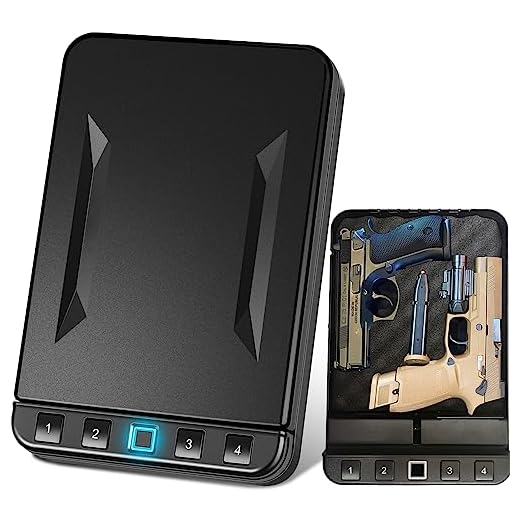 Biometric Gun Safe for Pistol, Quick Access Fingerprint Handgun Safe Firearm Lock Box,Gun Case for Home/Car/Travel - Upgraded Biometric/Keypad/Key Access,Silent Mode (Fingerprint Version )