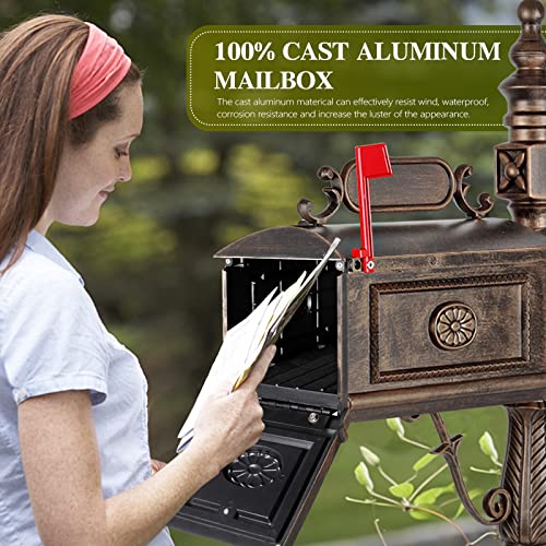 Polar Aurora Barcelona Decorative Post Mailbox Combination Stratford Heavy Duty Postal Mail Box Cast Aluminum(Bronze) #TOP6