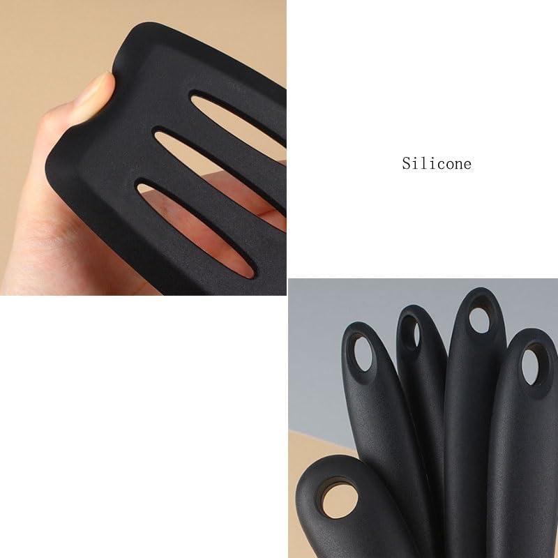 Non Stick Pan Silicone Spatula, Cooking Soup Spoon Large Strainer Rice Kitchenware Set