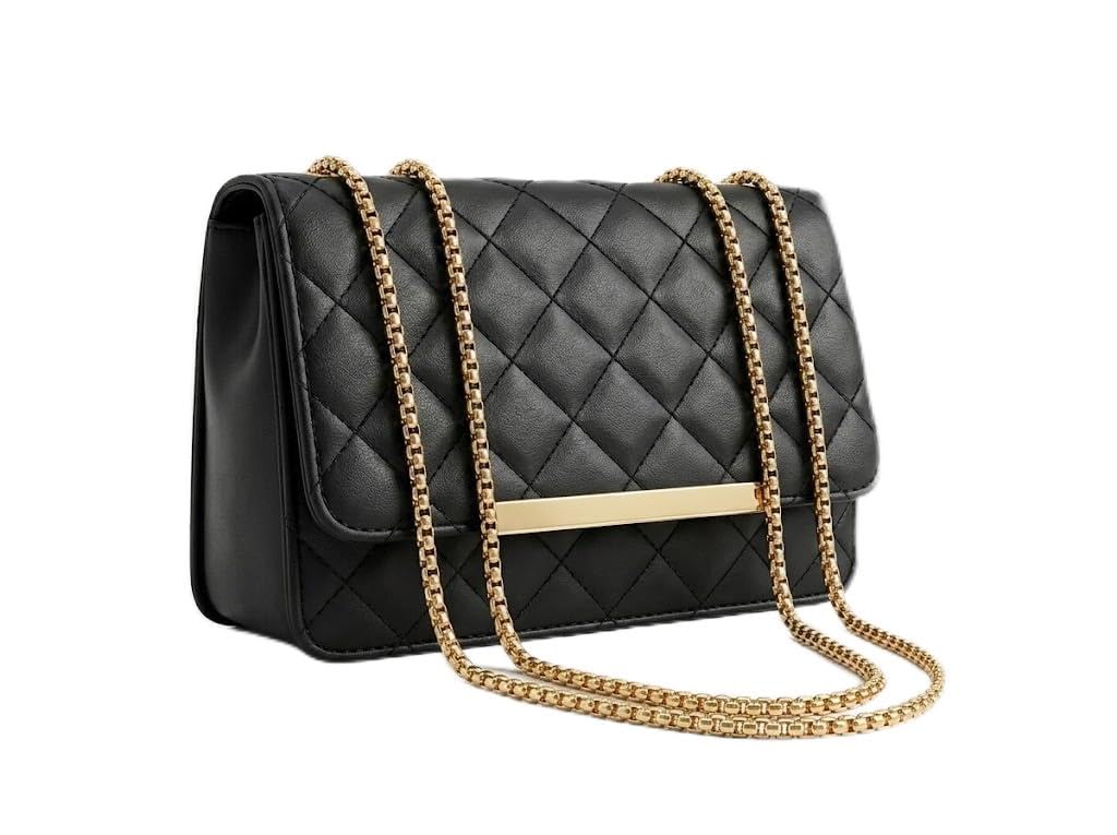 PAVILONN Women Quilted Sling Bag with Chain Strap, Crossbody Shoulder Purse, Designer Fashion Handbag, Office Travel College Side Bag, Flap Luxury Purse for Ladies-image-42