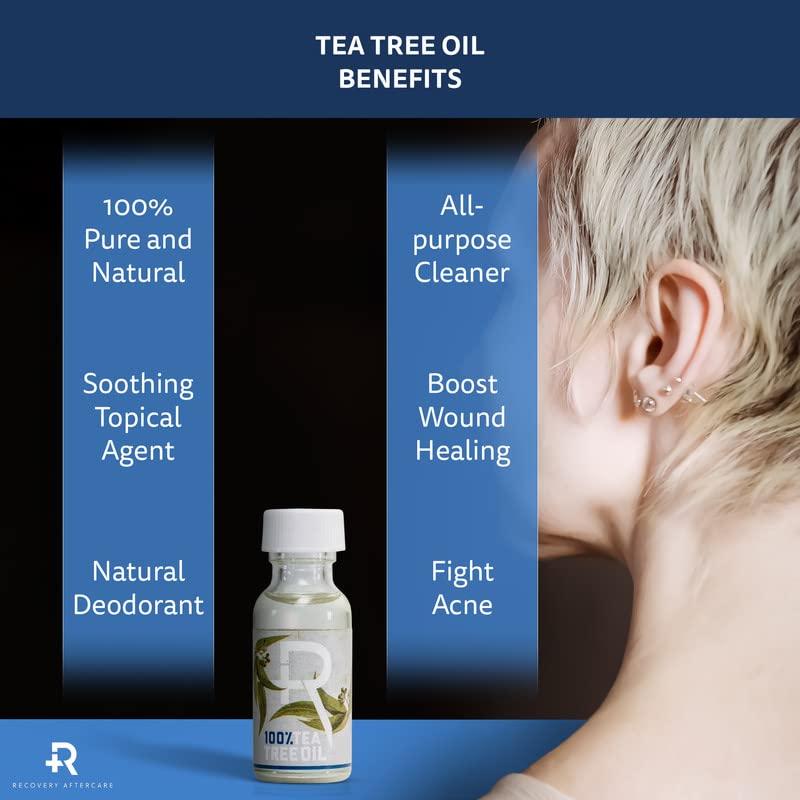 Miniatura 4 de Recovery Piercing - Aceite de árbol de té para cuidado posterior, natural, calmante y desinfectante tópico, 12 onzas