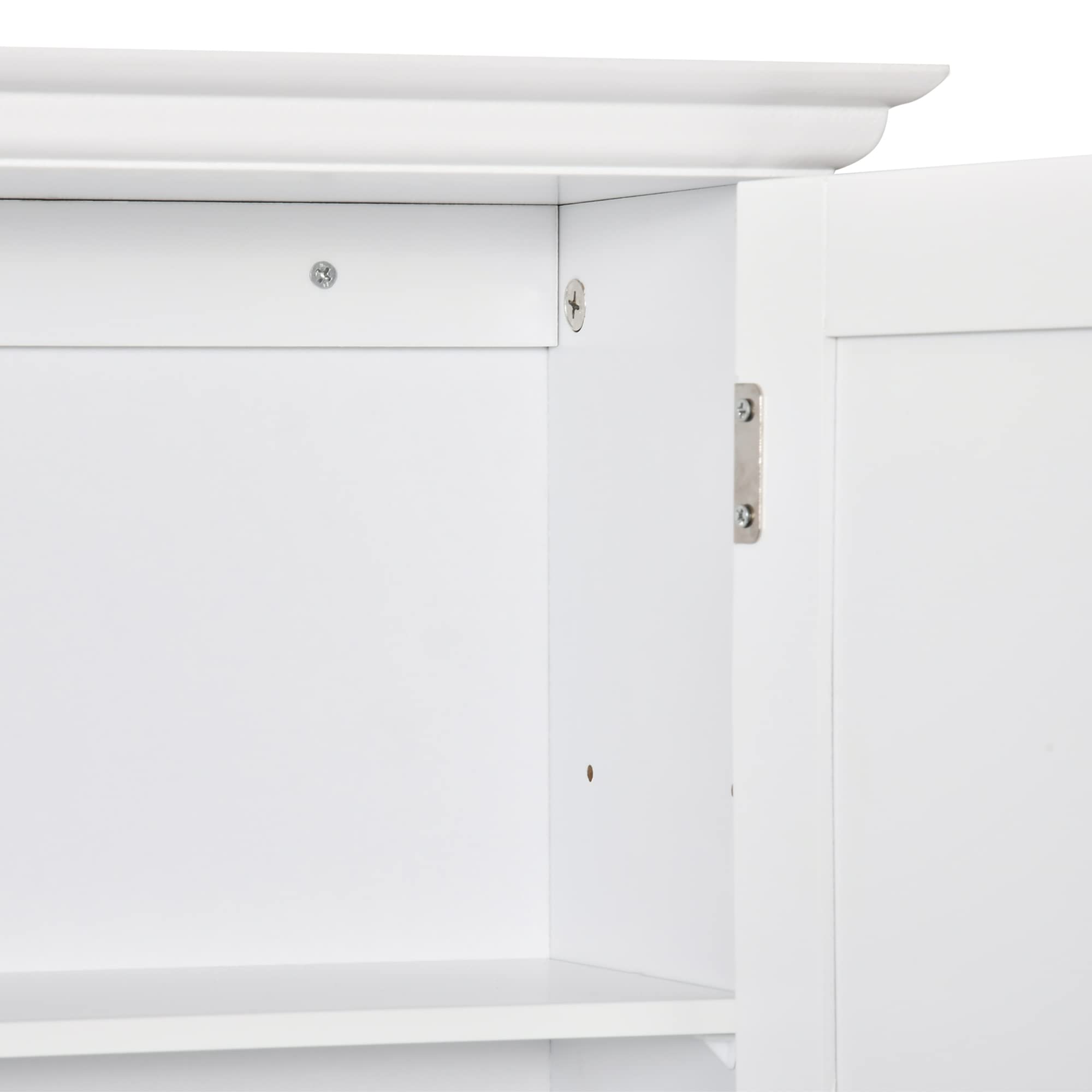 kleankin Armario Baño de Pared con 2 Puertas Estante Interior Ajustable y Compartimento Abierto Mueble Auxiliar Suspendido Multiusos para Cocina 60x20x70,5 cm Blanco