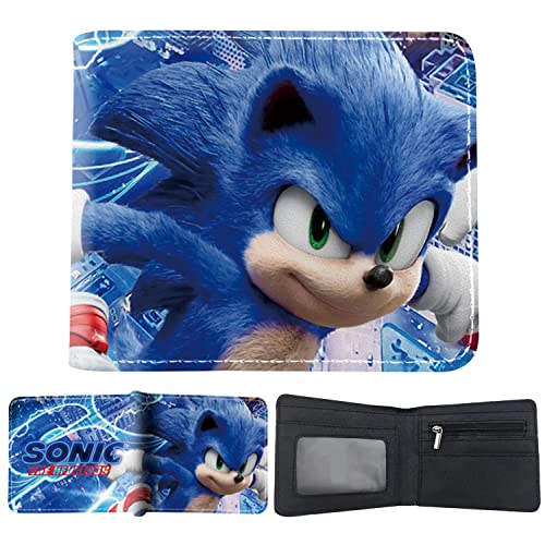 XRHOT Sonic Geldbörse Sonic Jugend Karikatur Geldbeutel Geldbörse Kinder Karikatur Portemonnaie Zweifach Gefalteter Kreditkartenhalter für Kinder Jugend Geld Geldscheinfach und Münzfach Wallet Cover