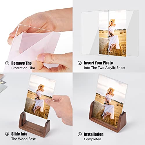 5X7 Picture Frame 2 Pack, Rustic Photo Frame With Solid Wood Base And High Definition Acrylic Glass Cover For Table Top Display, Home Decor Tabletop Artwork Picture Frames, Horizontal And Vertical (5X7 Inch, Vertical+Vertical) #TOP5