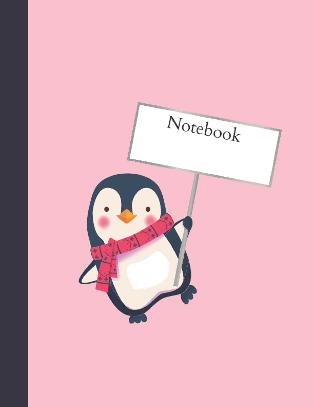 Cute Pink Penguin Notebook, Journal, Notepad (8.5x11, 120 White Lined Pages)
